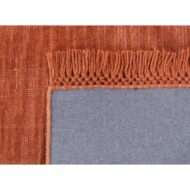 Handmade Red Wool Fringed 8' x 10' Area Rug