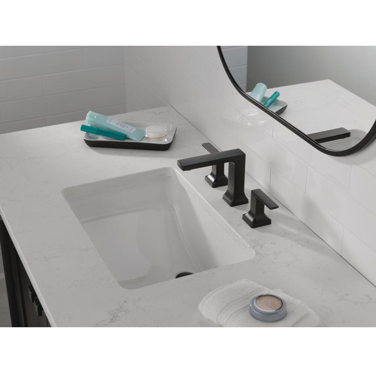 Matte Black Modern Widespread Bathroom Faucet with Drain Assembly