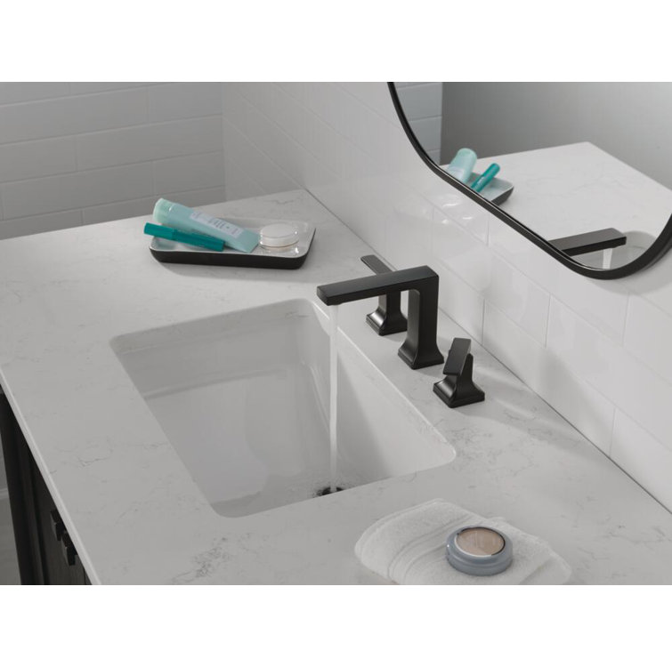 Matte Black Modern Widespread Bathroom Faucet with Drain Assembly