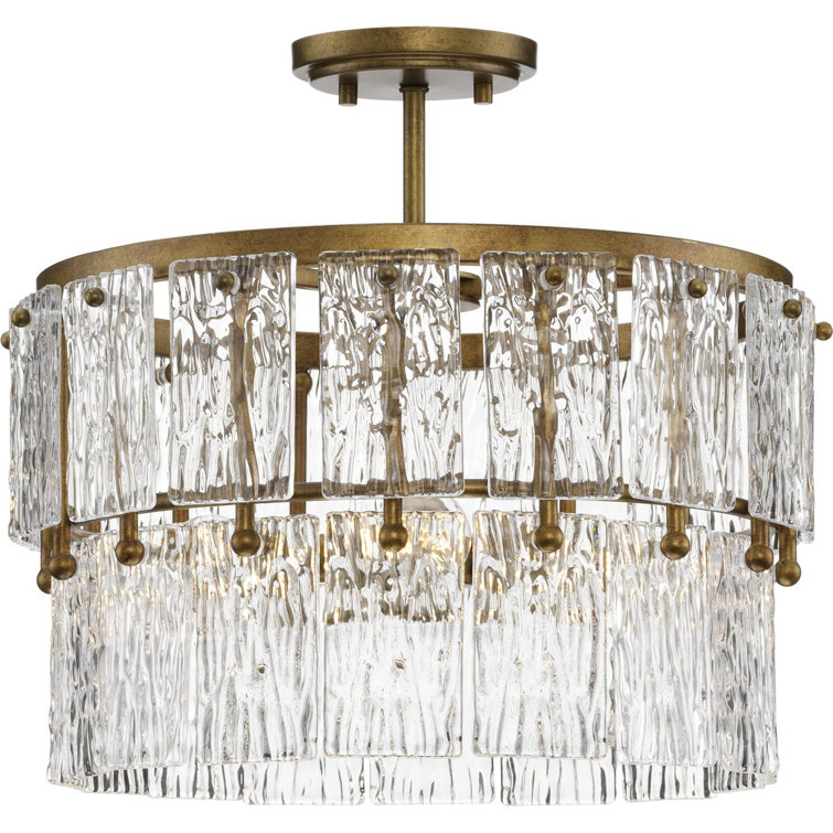 Chevall Gold Ombre Glass 3-Light Drum Pendant