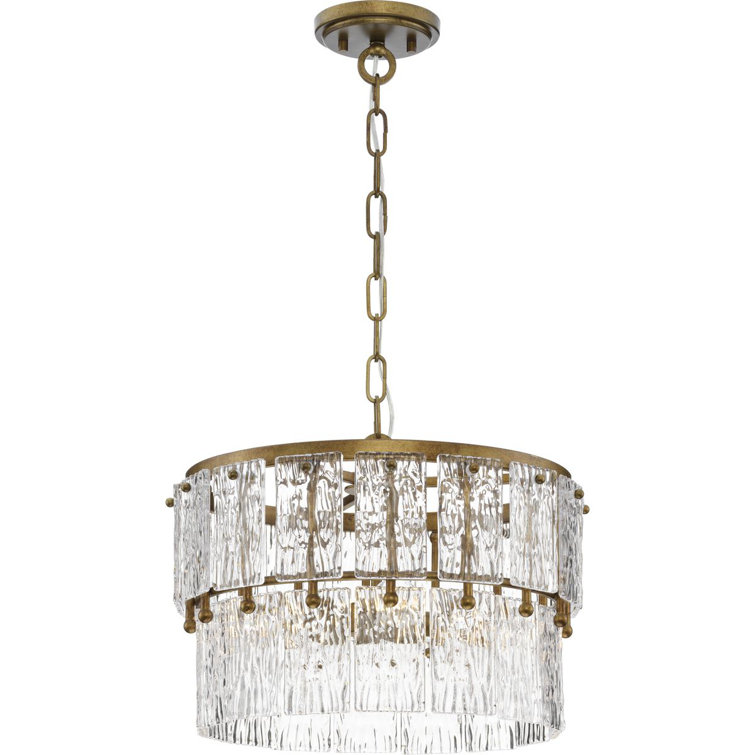 Chevall Gold Ombre Glass 3-Light Drum Pendant
