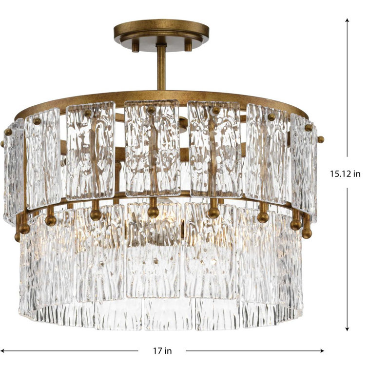 Chevall Gold Ombre Glass 3-Light Drum Pendant