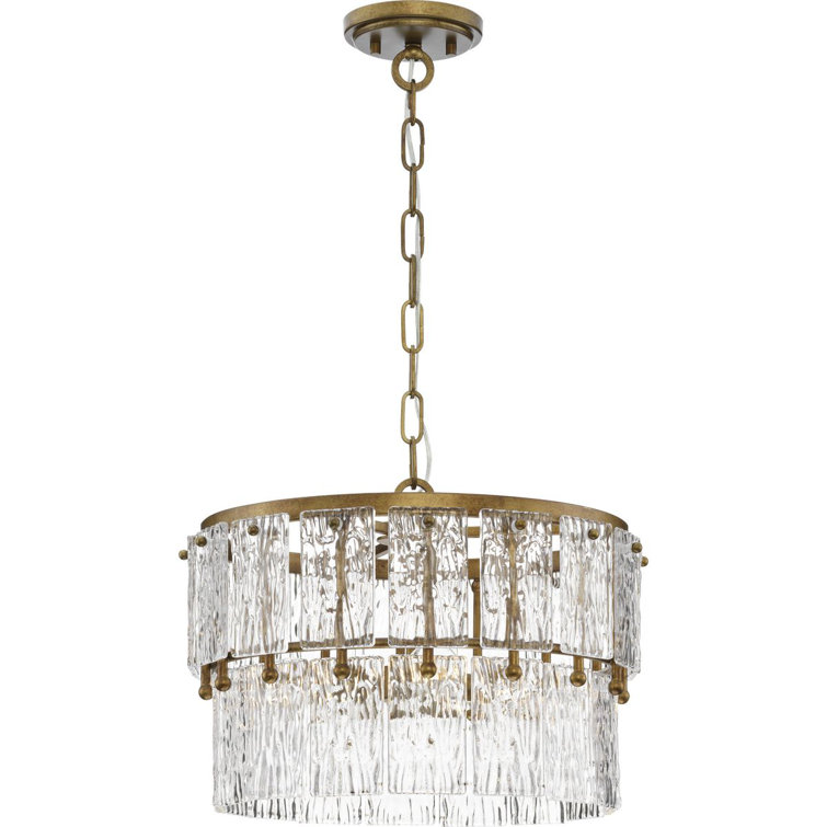 Chevall Gold Ombre Glass 3-Light Drum Pendant