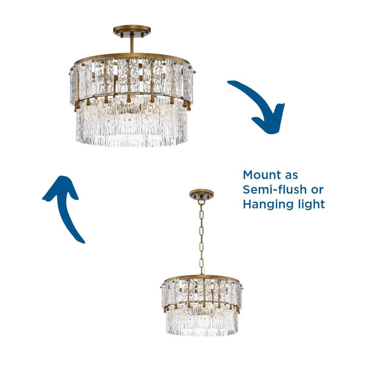 Chevall Gold Ombre Glass 3-Light Drum Pendant