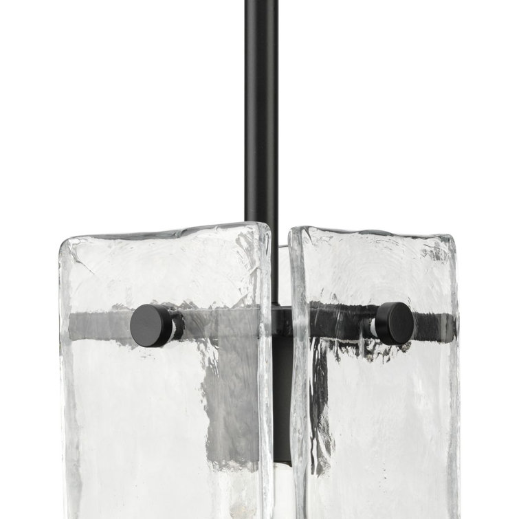 Rivera Matte Black Mini Pendant with Clear Textured Glass