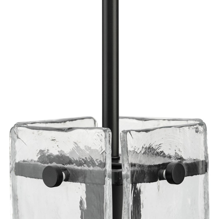 Rivera Matte Black Mini Pendant with Clear Textured Glass