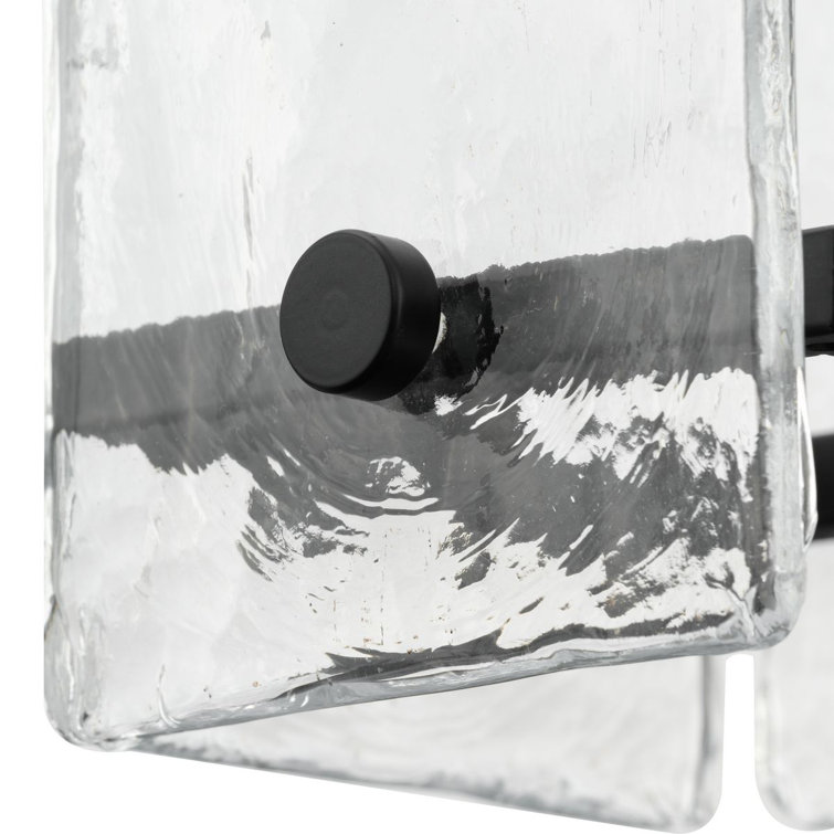 Rivera Matte Black Mini Pendant with Clear Textured Glass