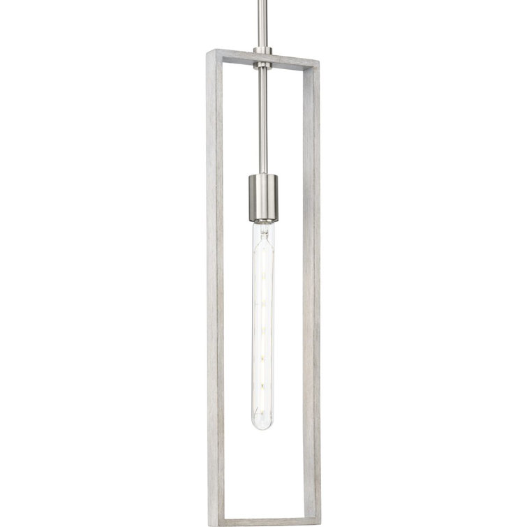 Boundary Brushed Nickel and Grey Washed Oak Pendant Light