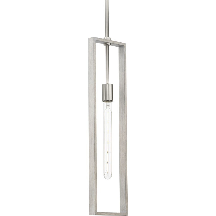 Boundary Brushed Nickel and Grey Washed Oak Pendant Light