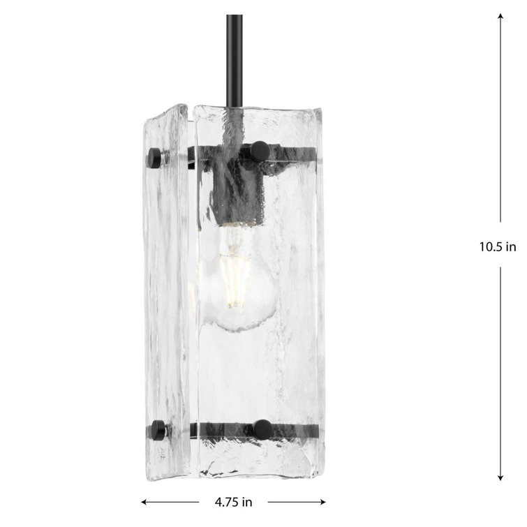 Rivera Matte Black Mini Pendant with Clear Textured Glass