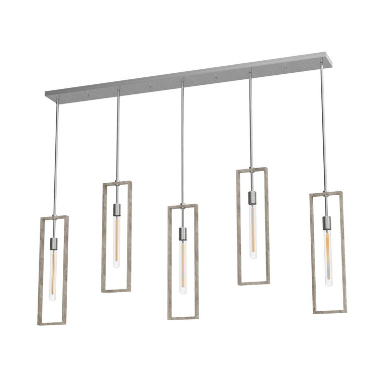 Boundary Brushed Nickel and Grey Washed Oak Pendant Light