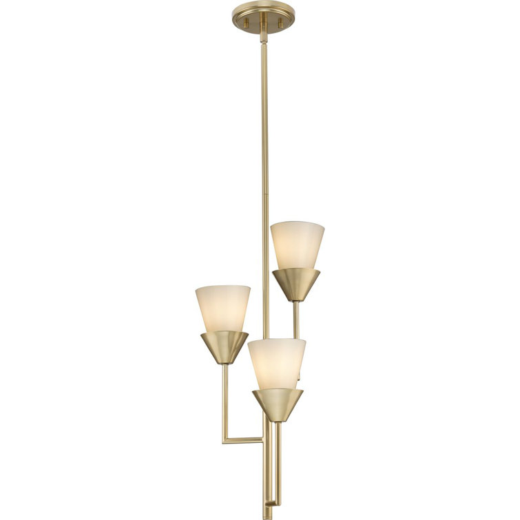 Pinellas Soft Gold 3-Light Pendant with Opal Glass Shades