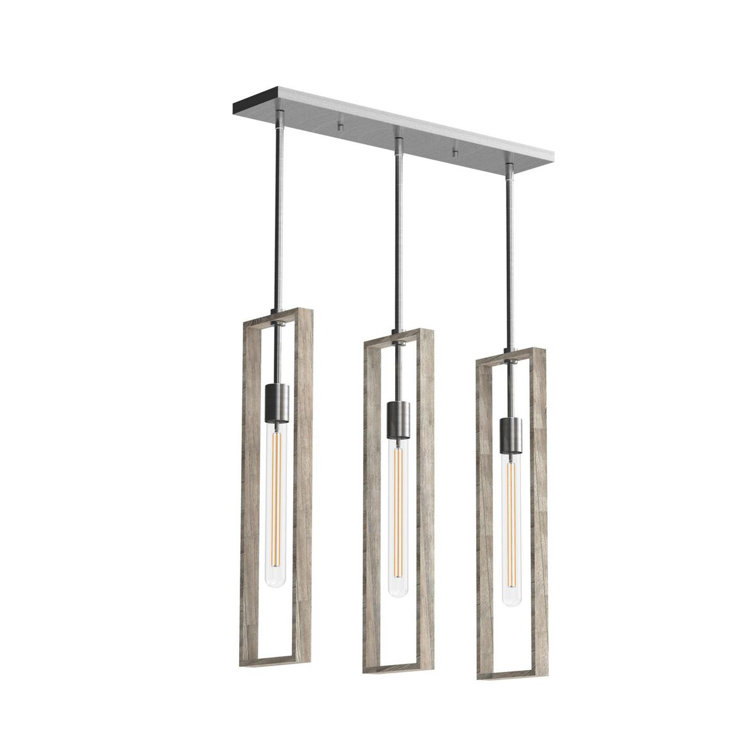 Boundary Brushed Nickel and Grey Washed Oak Pendant Light
