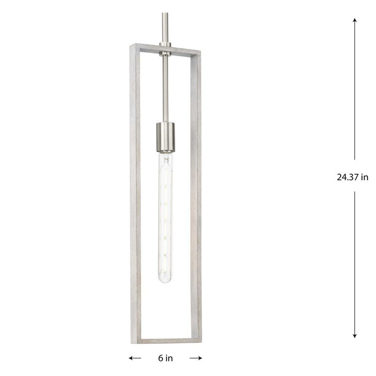 Boundary Brushed Nickel and Grey Washed Oak Pendant Light