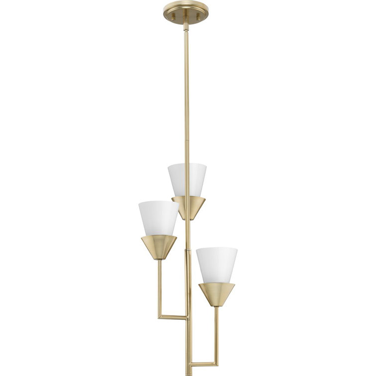 Pinellas Soft Gold 3-Light Pendant with Opal Glass Shades