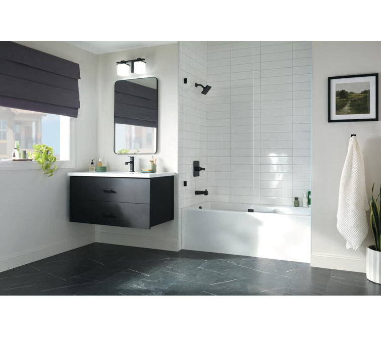 Matte Black Single Handle Curved Bathroom Faucet with Drain Assembly