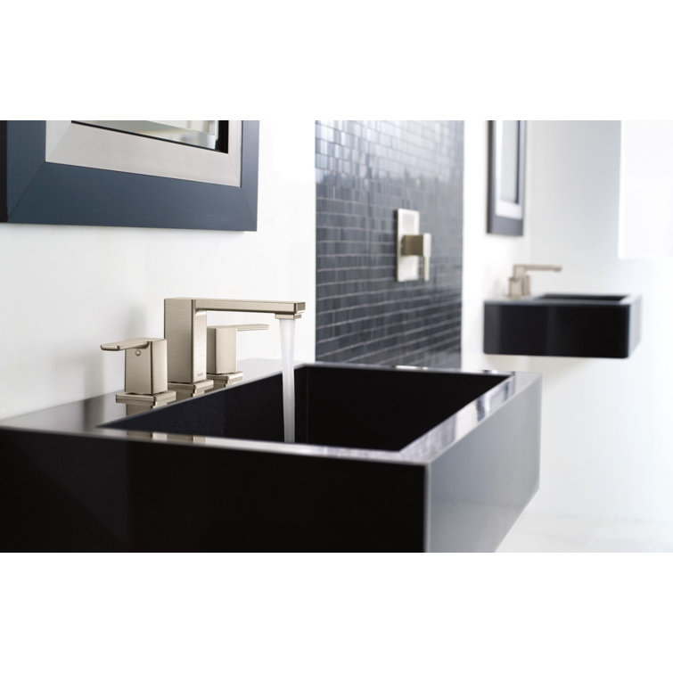 Contemporary Brushed Nickel 16" Widespread Bathroom Faucet