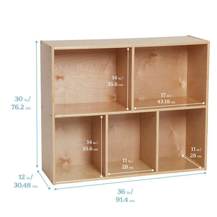 Natural Birch Lacquered 5-Compartment Storage Bookcase