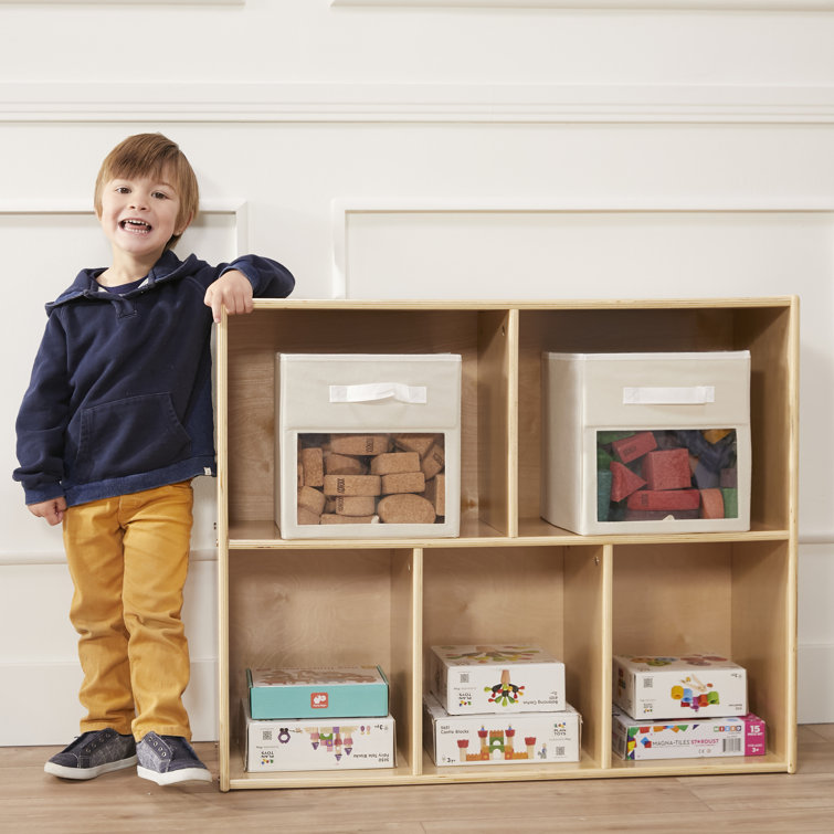 Natural Birch Lacquered 5-Compartment Storage Bookcase