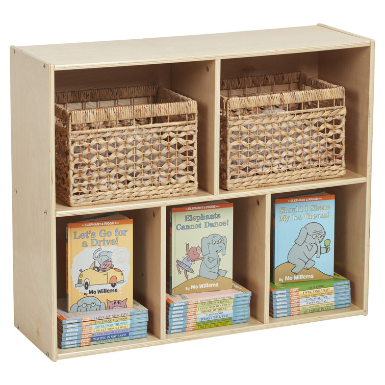 Natural Birch Lacquered 5-Compartment Storage Bookcase