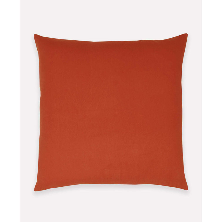 Rust Embroidered Square Cotton Throw Pillow