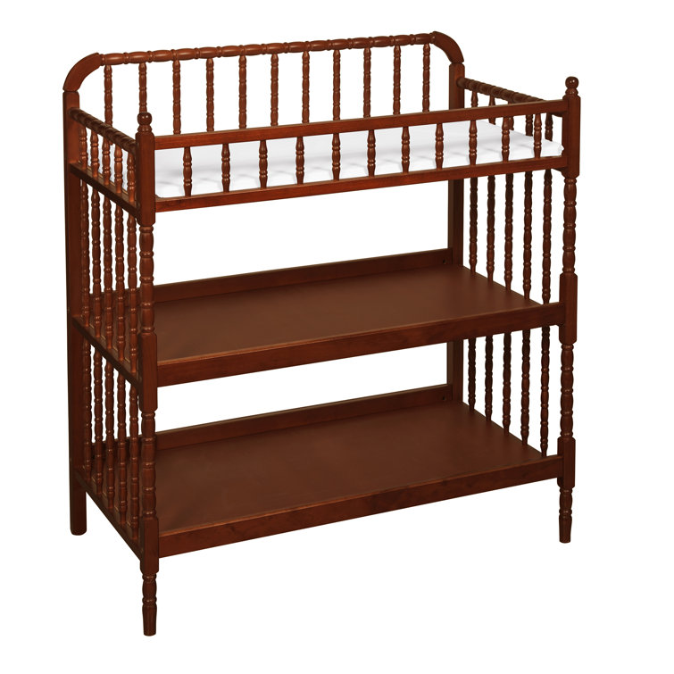 Rich Cherry Wood Traditional Baby Changing Table with Safety Strap