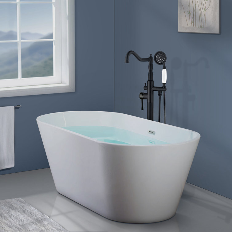 Matte Black Freestanding Bathtub Faucet with Hand Shower