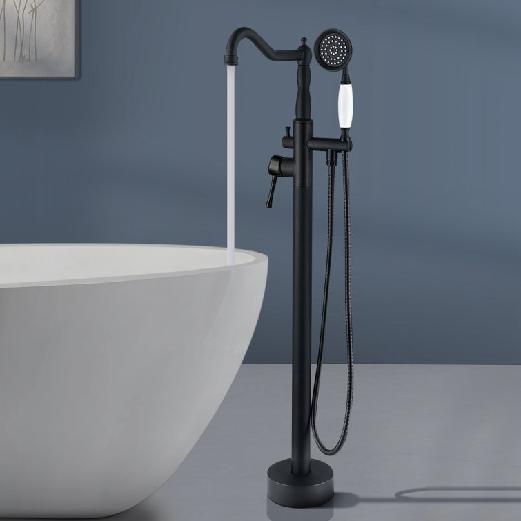 Matte Black Freestanding Bathtub Faucet with Hand Shower