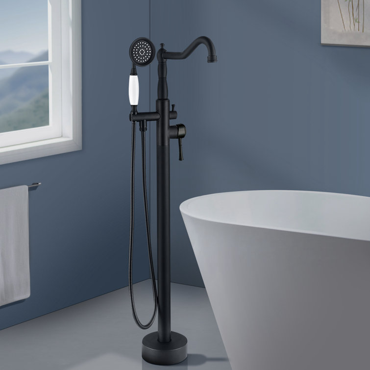 Matte Black Freestanding Bathtub Faucet with Hand Shower