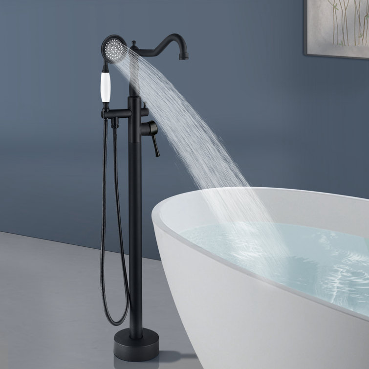 Matte Black Freestanding Bathtub Faucet with Hand Shower