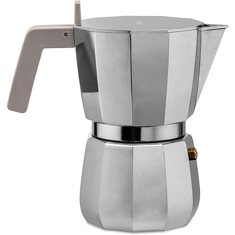 Modern Gray Aluminum 6 Cup Espresso Coffee Maker