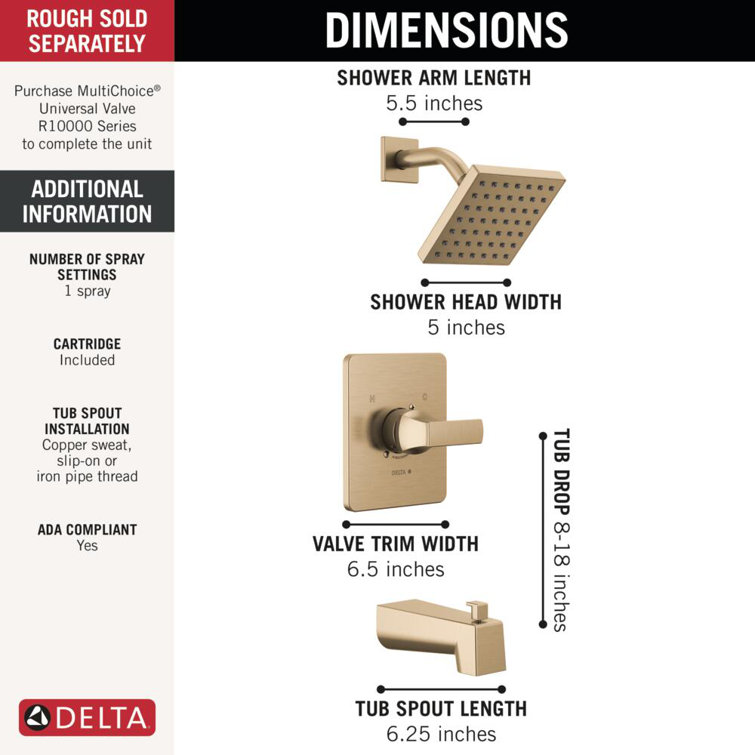 Velum Champagne Bronze Single-Function Tub and Shower Faucet Set