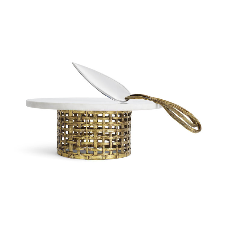Antique Gold Textured Palm Leaf Inspired Cake Stand
