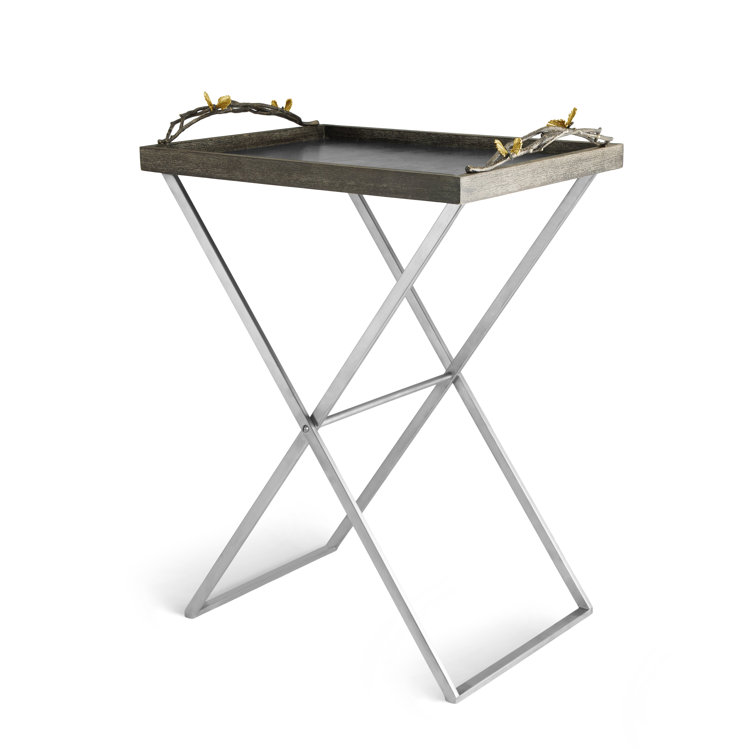 Butterfly Ginkgo Brass and Steel Butler Tray Stand