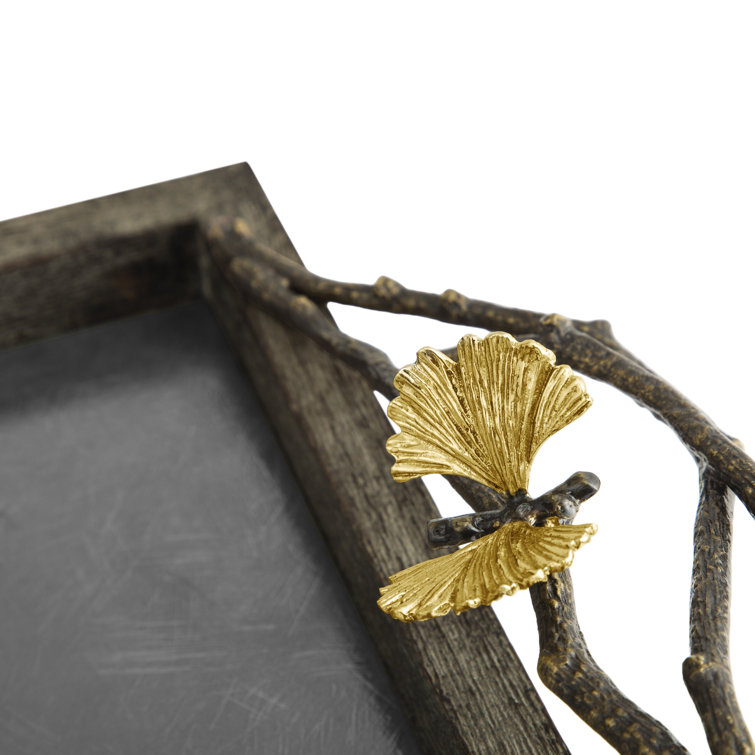 Butterfly Ginkgo Brass and Steel Butler Tray Stand