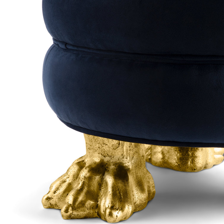 Flights of Fancy Antique Gold Velvet Claw Ottoman
