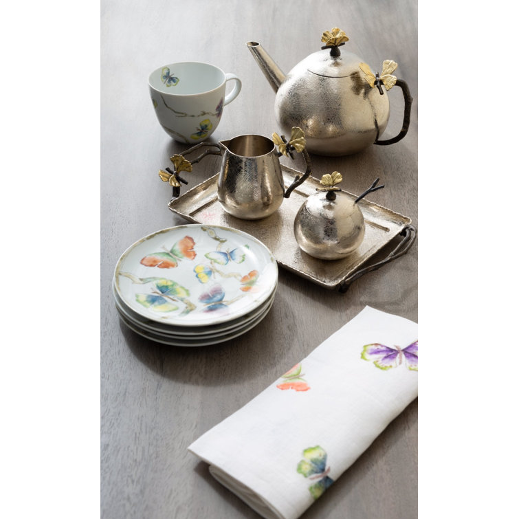 Butterfly Ginkgo Handcrafted Creamer 3"H Stainless Steel and Brass