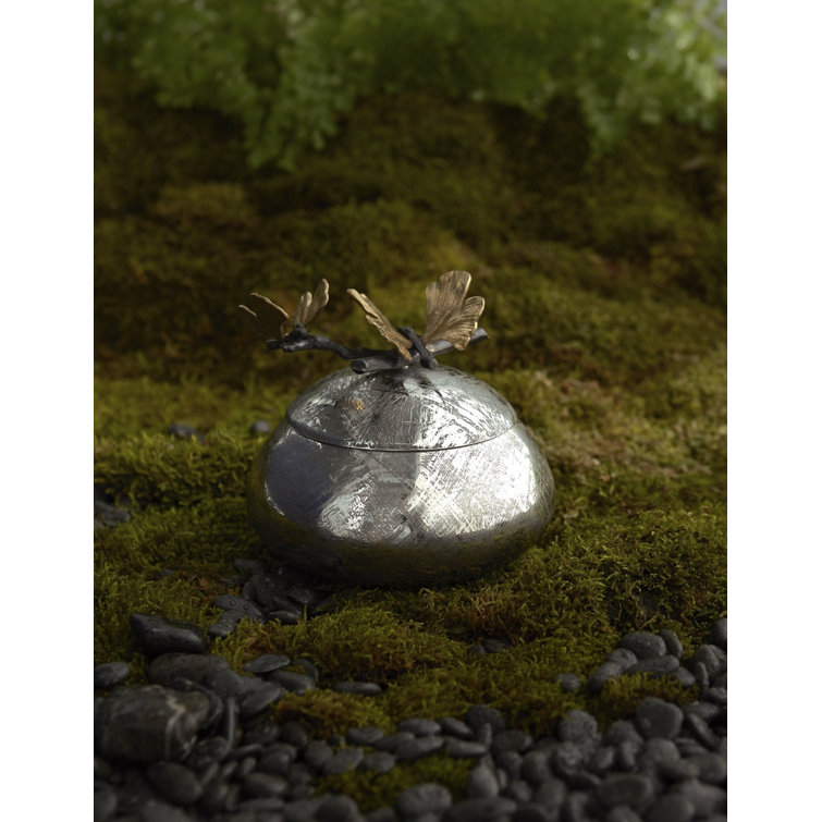 Silver and Bronze Butterfly Ginkgo Keepsake Box