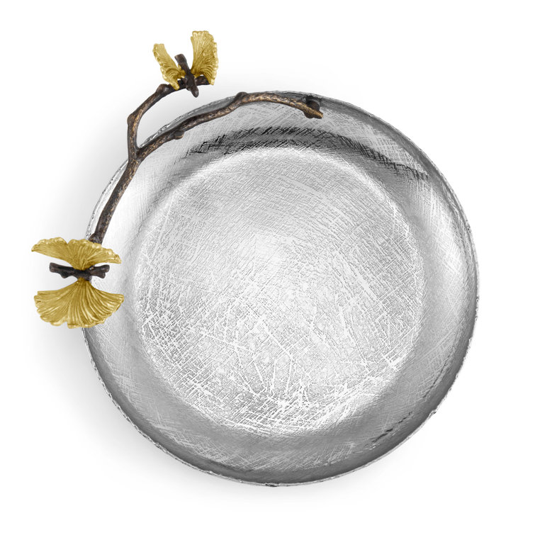 Butterfly Ginkgo Elegance 9'' Round Metal Serving Platter