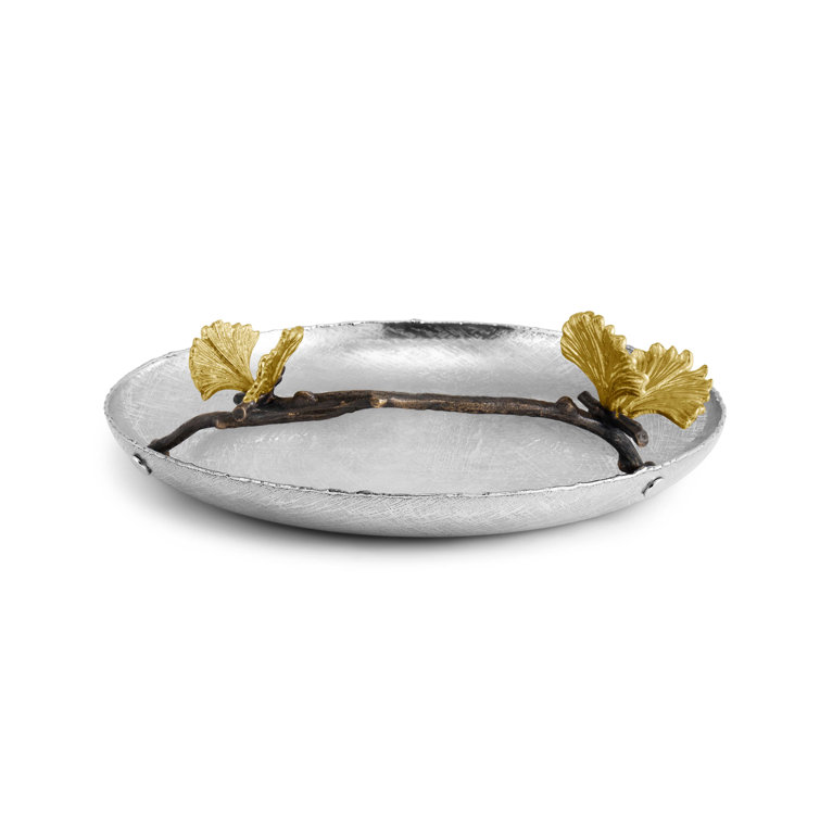 Butterfly Ginkgo Elegance 9'' Round Metal Serving Platter