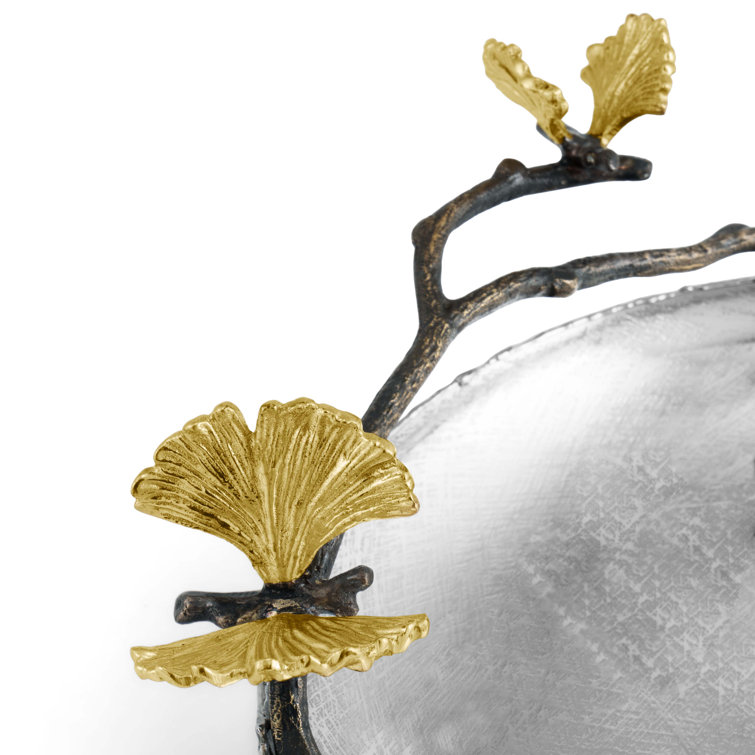 Butterfly Ginkgo Elegance 9'' Round Metal Serving Platter