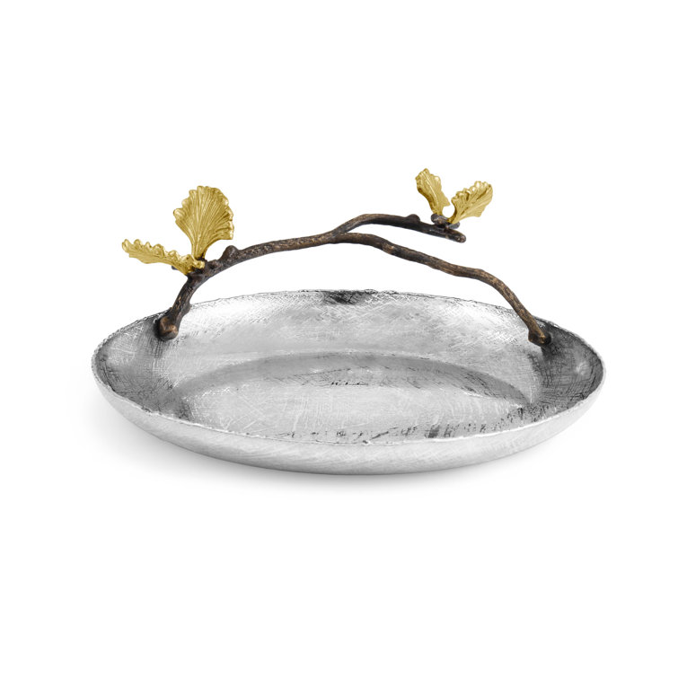 Butterfly Ginkgo Elegance 9'' Round Metal Serving Platter