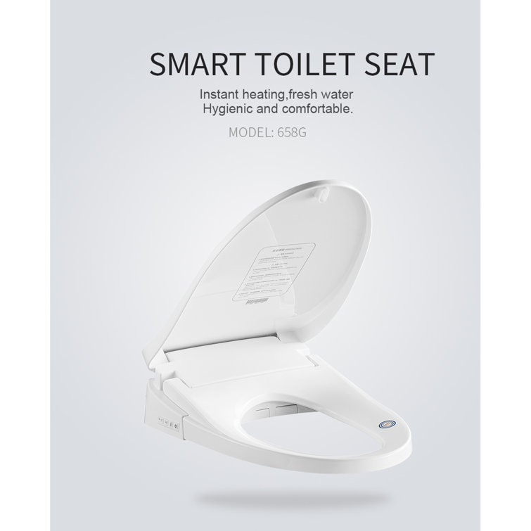 White Polypropylene Electric Smart Bidet Toilet Seat with Heated Seat and Remote