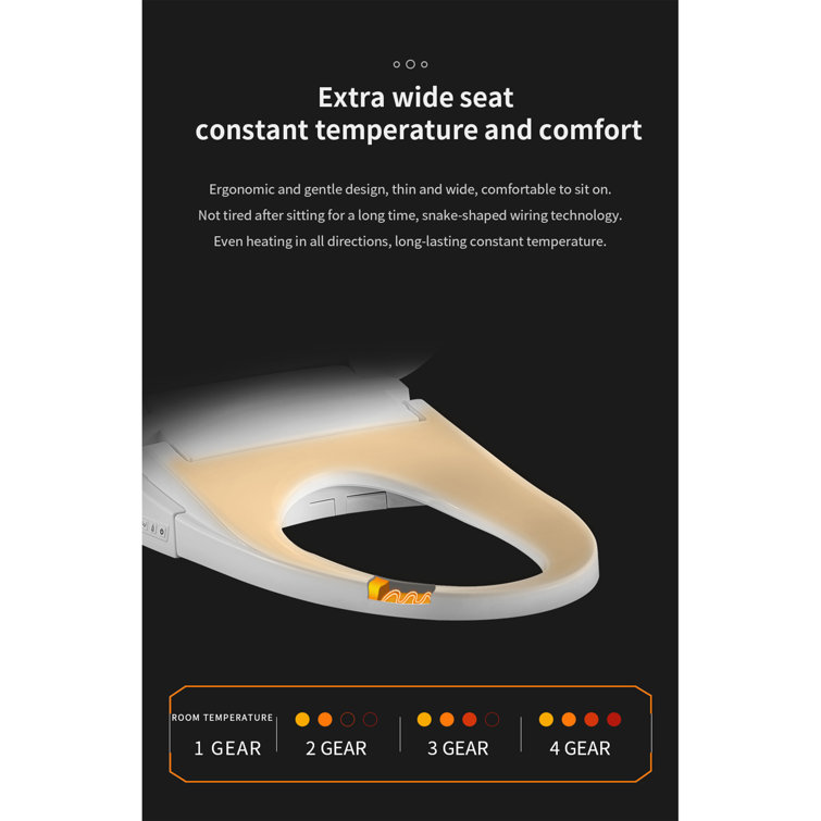 White Polypropylene Electric Smart Bidet Toilet Seat with Heated Seat and Remote
