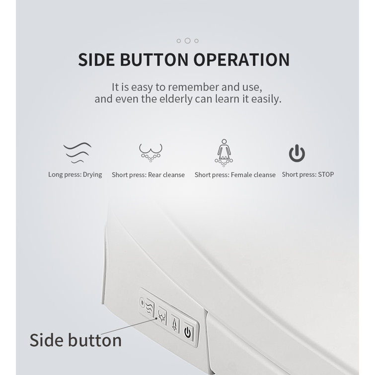 White Polypropylene Electric Smart Bidet Toilet Seat with Heated Seat and Remote