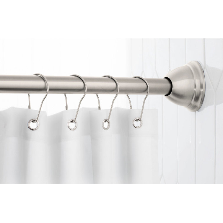 Brushed Nickel 60" Curved Adjustable Tension Shower Curtain Rod