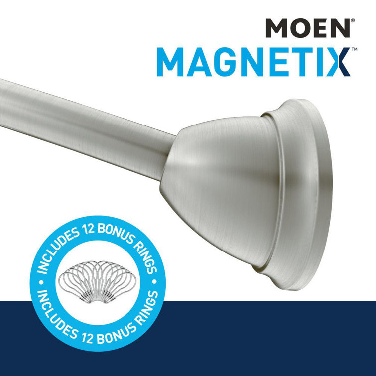 Brushed Nickel 60" Curved Adjustable Tension Shower Curtain Rod