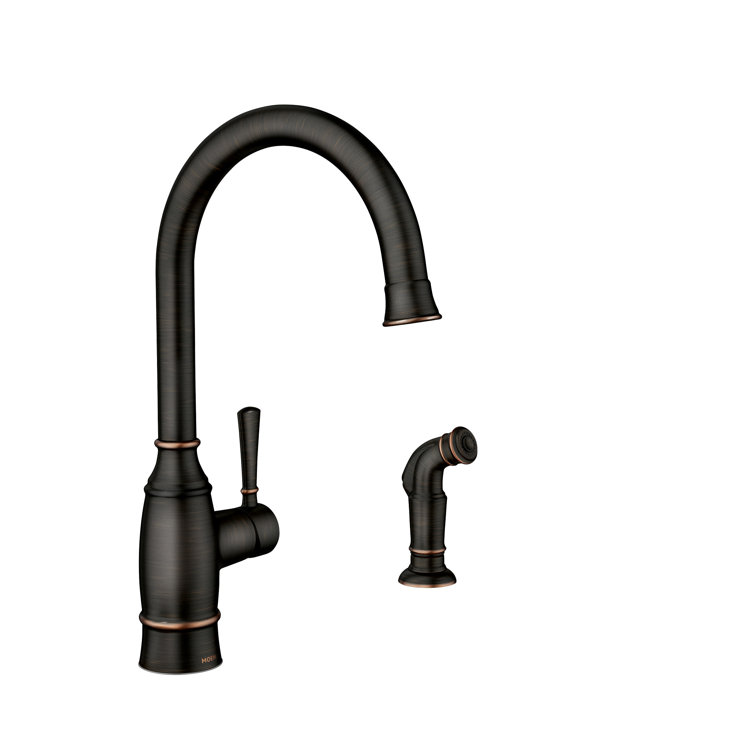 Mediterranean Bronze Single-Handle Kitchen Faucet with Side Sprayer