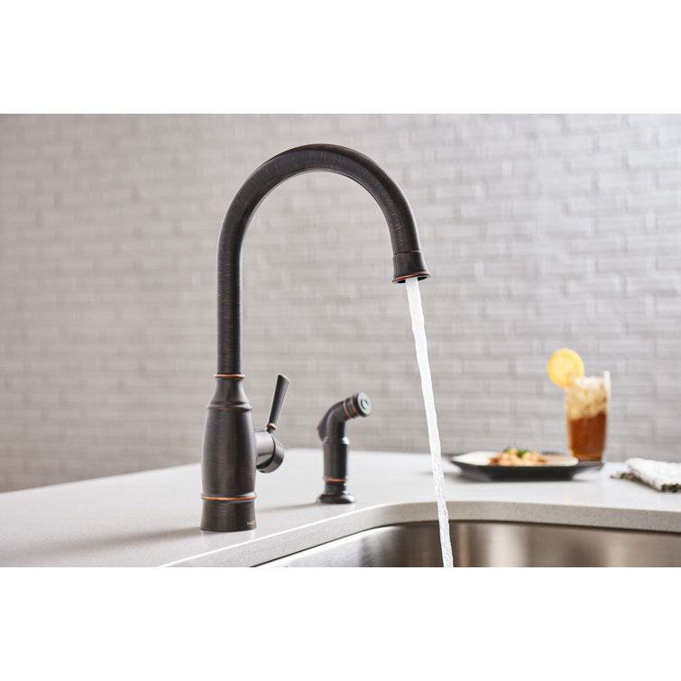 Mediterranean Bronze Single-Handle Kitchen Faucet with Side Sprayer