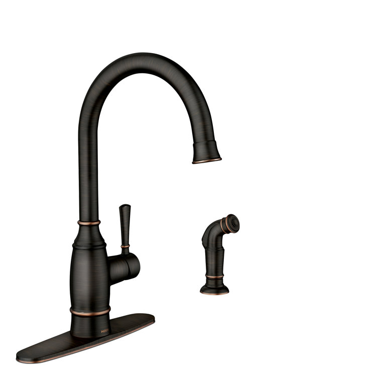 Mediterranean Bronze Single-Handle Kitchen Faucet with Side Sprayer